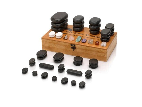 Hotstone stenen set á 60 stuks in luxe houten kist.