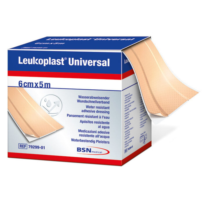 Leukoplast universeel 6 cm x 5 mtr waterbestendig